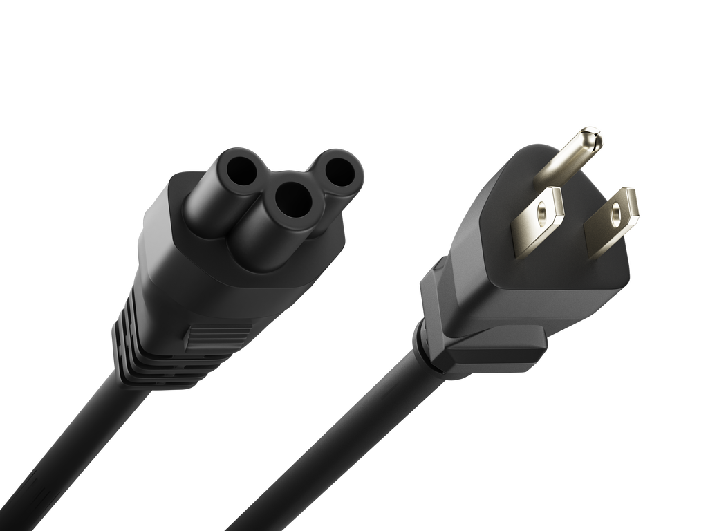 NEMA 5-15P to IEC 60320 C5 Laptop Power Cord 10A/125V 18AWG