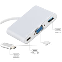 USB Type C 3 in 1 Adapter: VGA Female, USB 3.0, USB-C Female